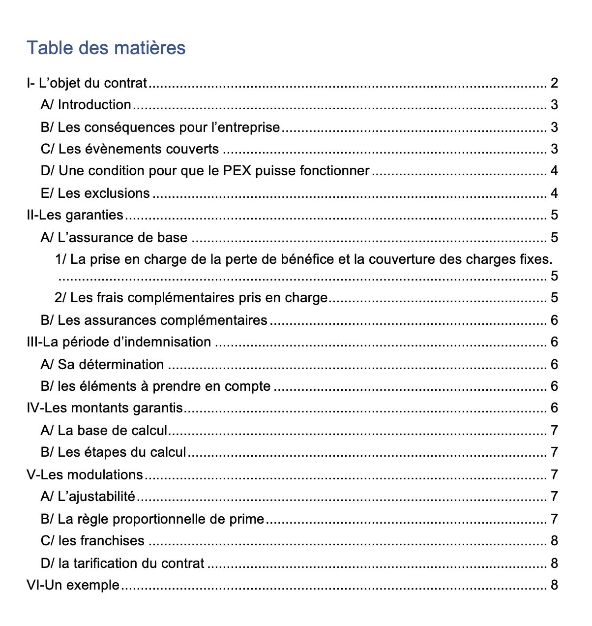 Extrait 2 du support de cours sur la perte d'exploitation — BTS Assurance U41