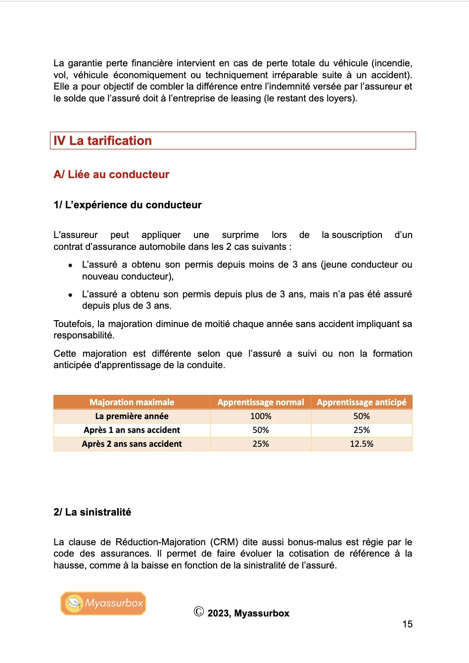 Extrait 2 du support de cours sur l'assurance automobile — BTS Assurance U31