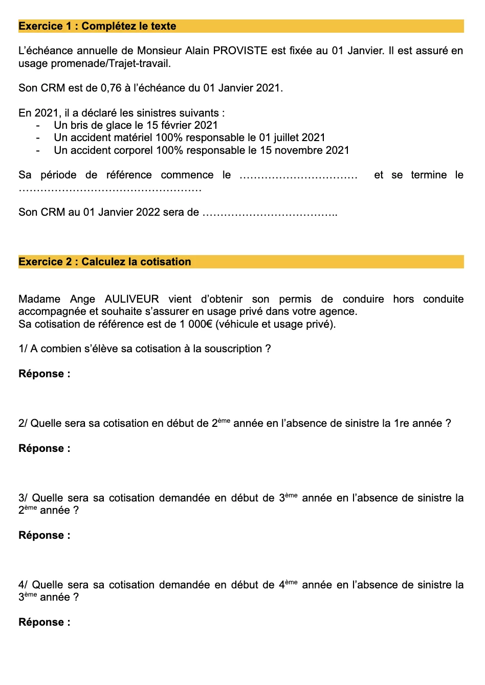 Extrait 8 du support de cours sur l'assurance automobile — BTS Assurance U31