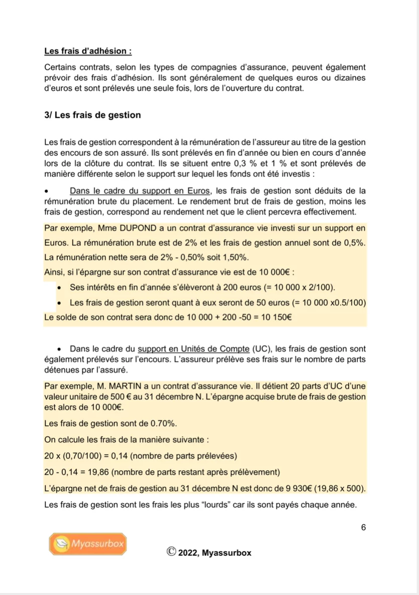 Extrait 6 du support de cours sur l'assurance vie — BTS Assurance U31