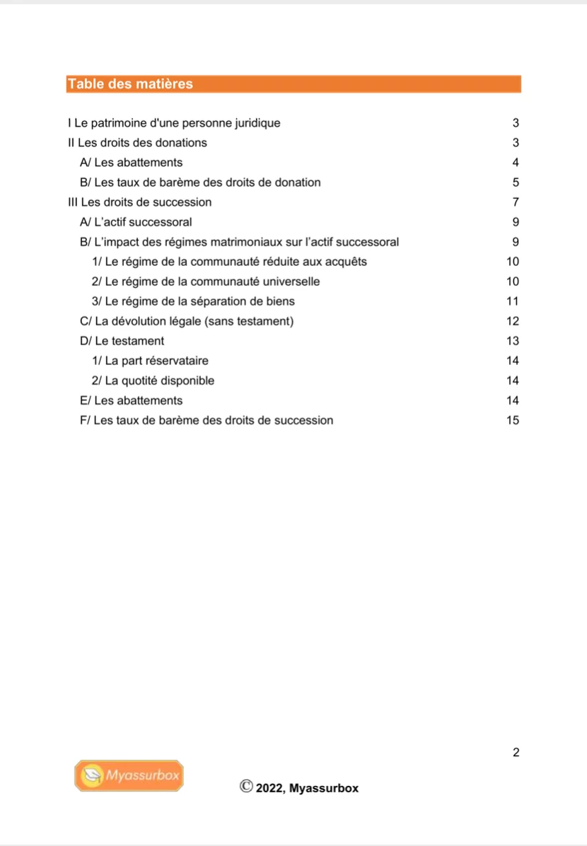 Extrait 1 du support de cours sur les droits de donation et de succession — BTS Assurance U31