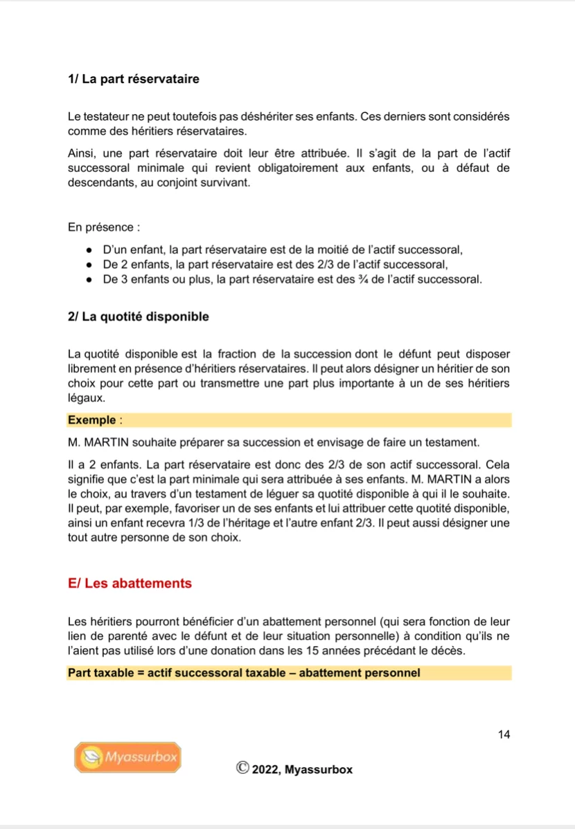 Extrait 3 du support de cours sur les droits de donation et de succession — BTS Assurance U31