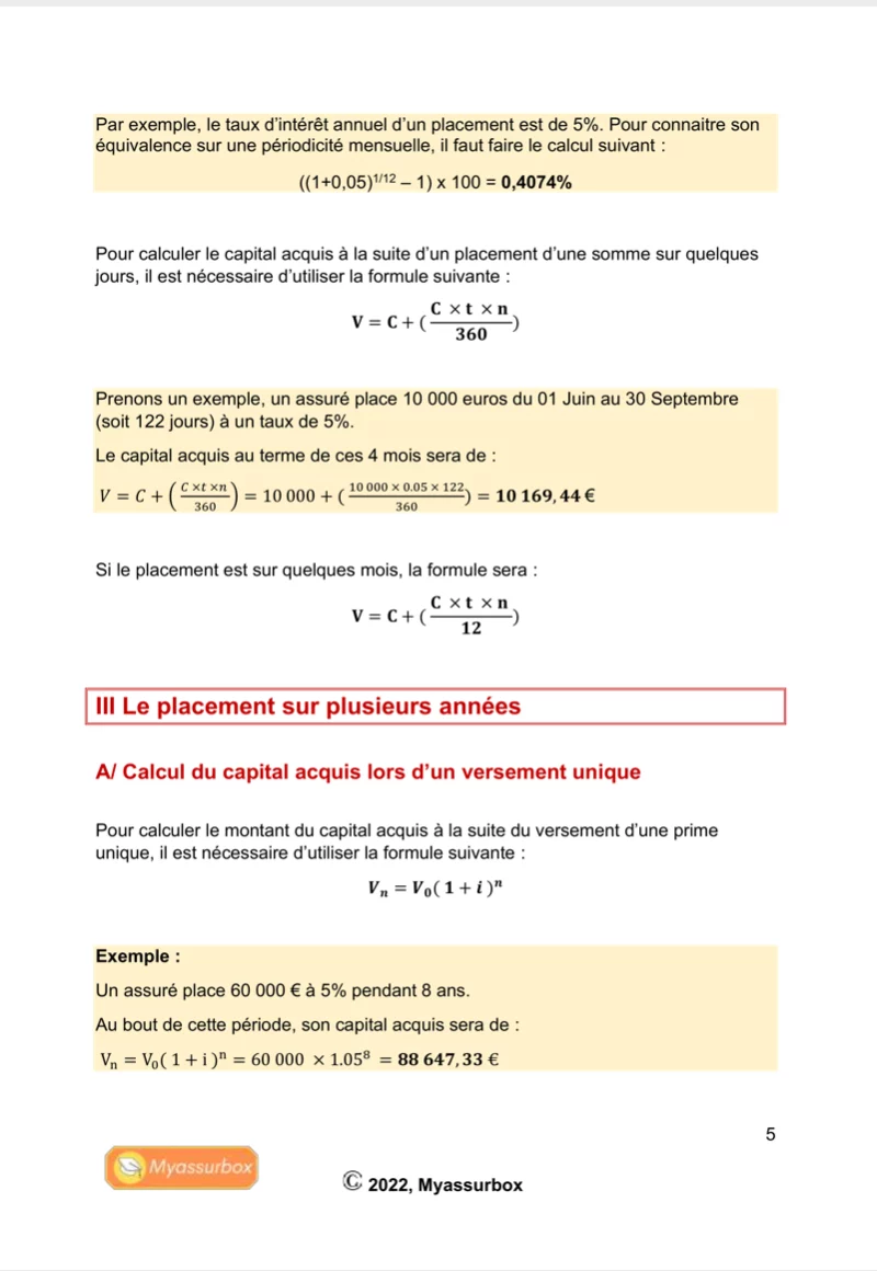 Extrait 2 du support de cours sur les mathématiques financières — BTS Assurance U31
