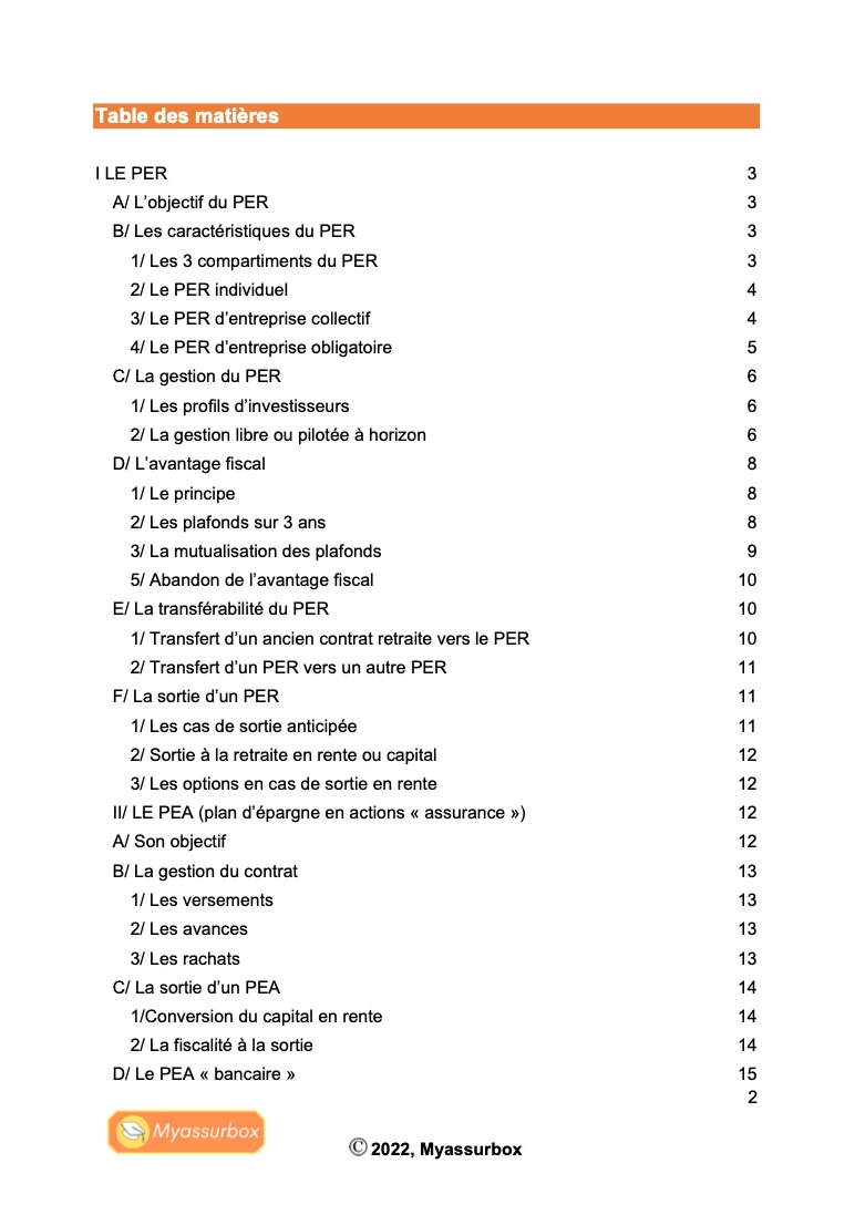 Extrait 1 du support de cours sur la retraite complémentaire : PER et PEA — BTS Assurance U31