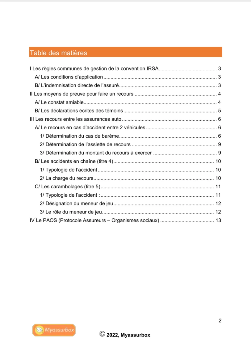 Extrait 1 du support de cours sur la convention IRSA — BTS Assurance U41