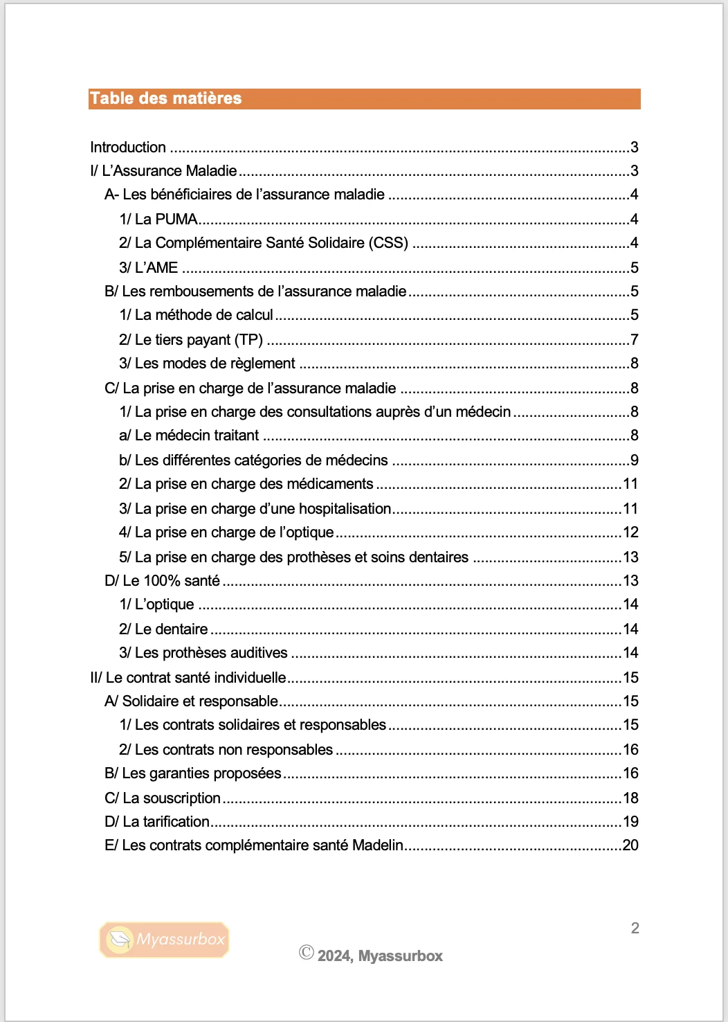 Extrait 1 du support de cours sur la complémentaire santé individuelle — BTS Assurance U31