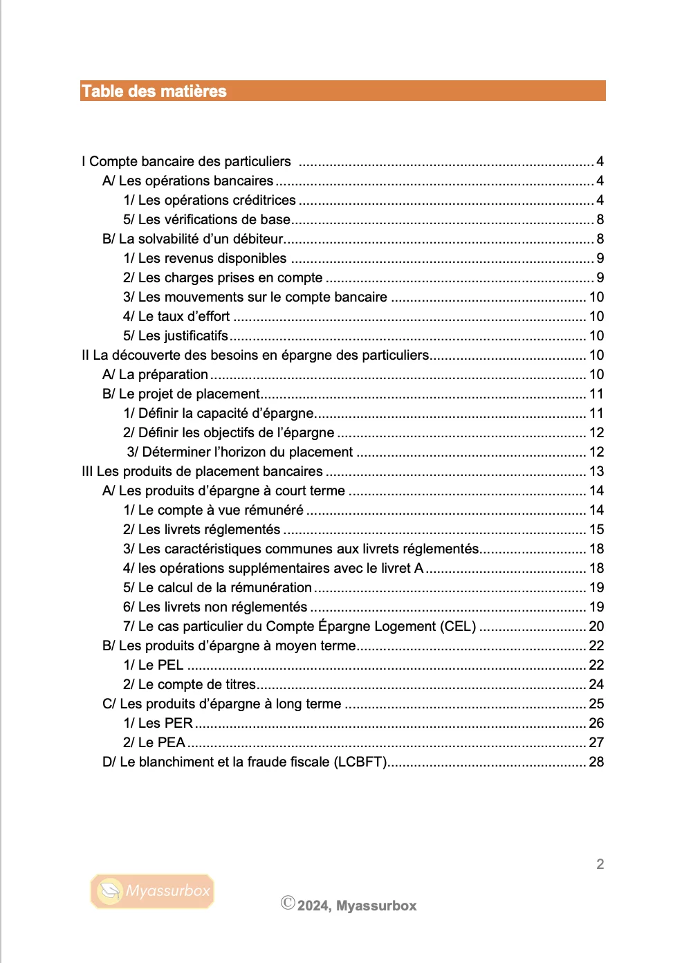 Extrait 1 du support de cours sur les techniques bancaires — BTS Assurance U31