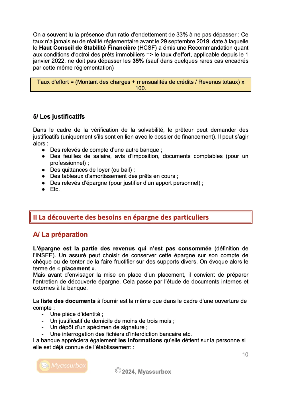 Extrait 2 du support de cours sur les techniques bancaires — BTS Assurance U31