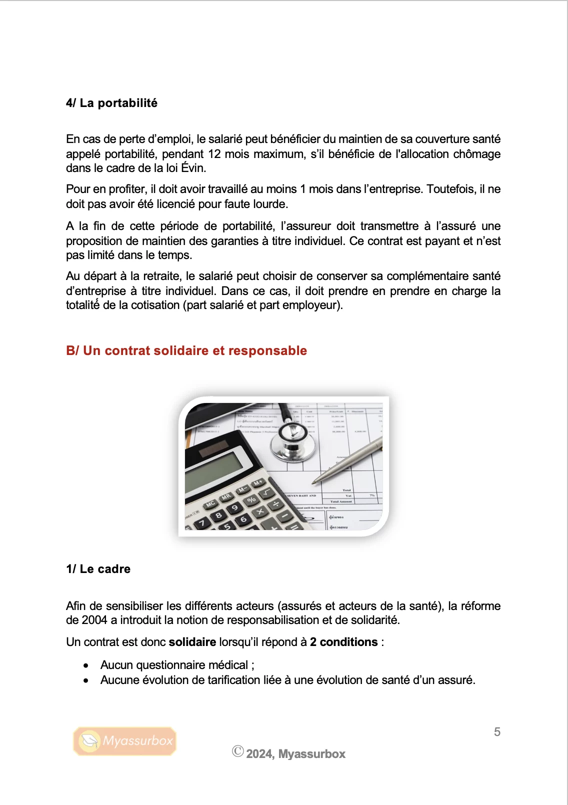 Extrait 2 du support de cours sur la complémentaire santé collective — BTS Assurance U31