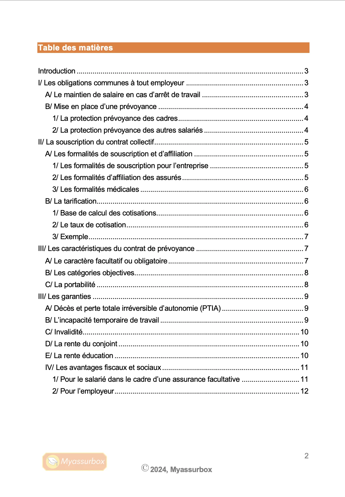 Extrait 1 du support de cours sur la prévoyance collective — BTS Assurance U31